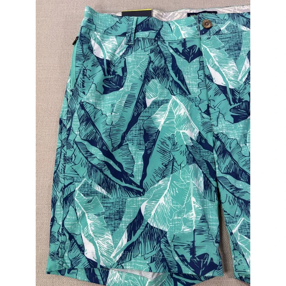 Margaritaville NWT Men's Turquoise Quick Dry Tropical Swim Shorts UPF 30+ Sz 34